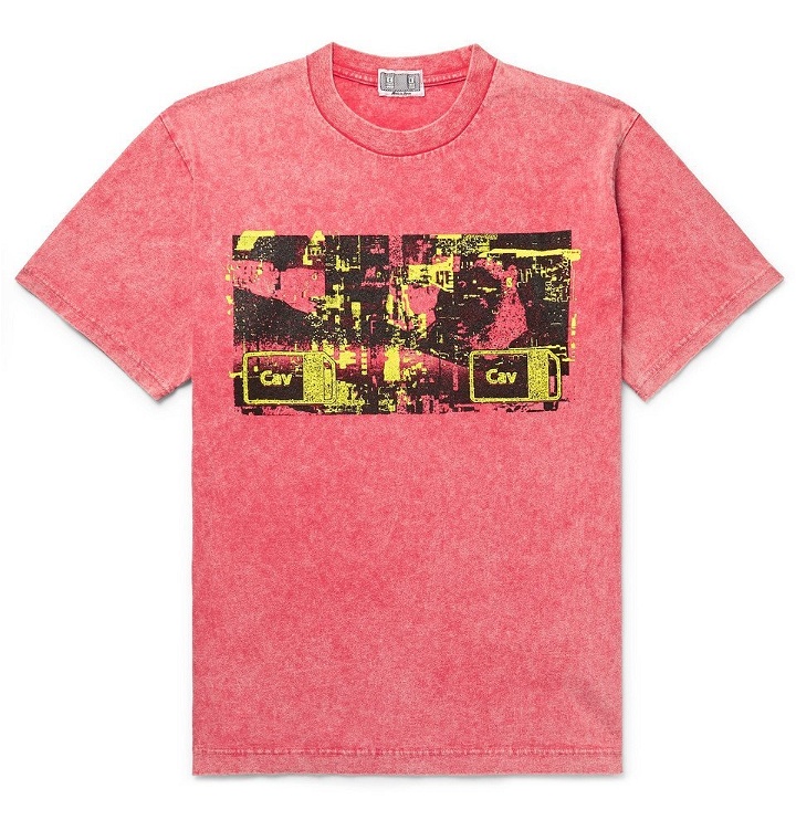 Photo: Cav Empt - Acid-Washed Printed Cotton-Jersey T-Shirt - Pink