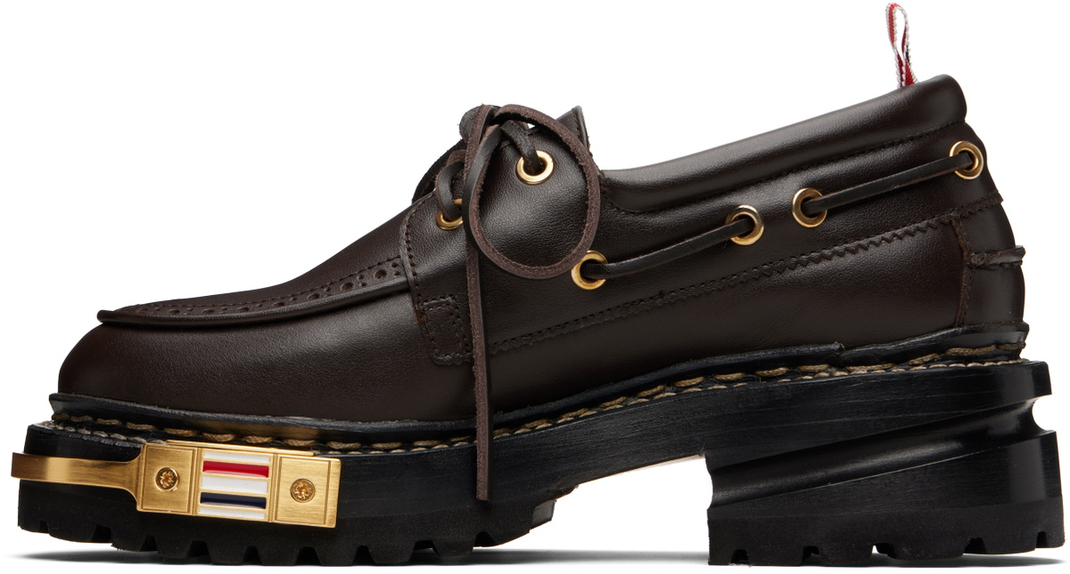 Thom Browne Brown Vitello Calf Hiking Leather Sole Boat Shoes