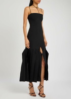 A.W.A.K.E Mode Lip Chocker Crepe Midi Dress Black