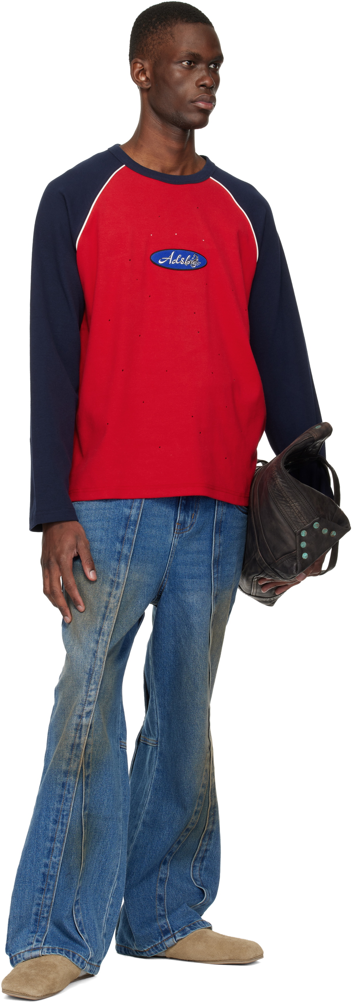 Andersson Bell Red & Navy Logo Wappen Raglan LS T-shirt