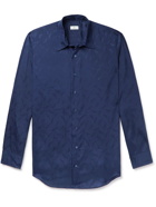 Etro - Logo-Jacquard Silk Shirt - Blue