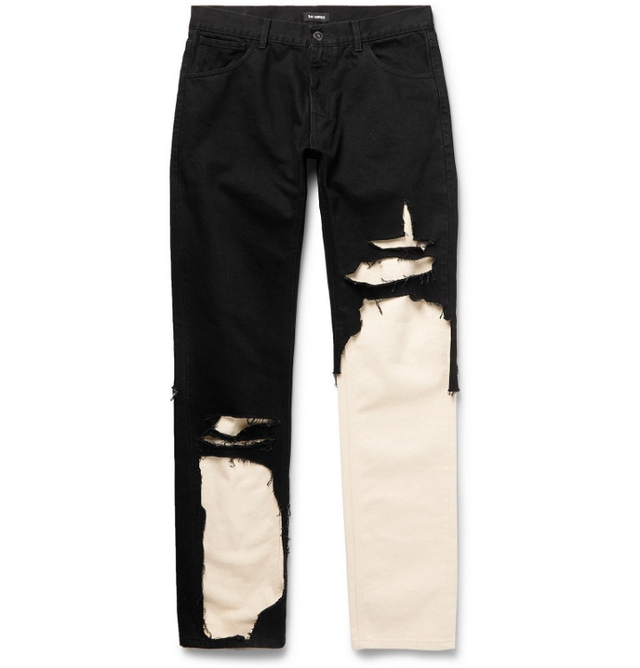 Photo: Raf Simons - Slim-Fit Distressed Layered Denim Jeans - Black