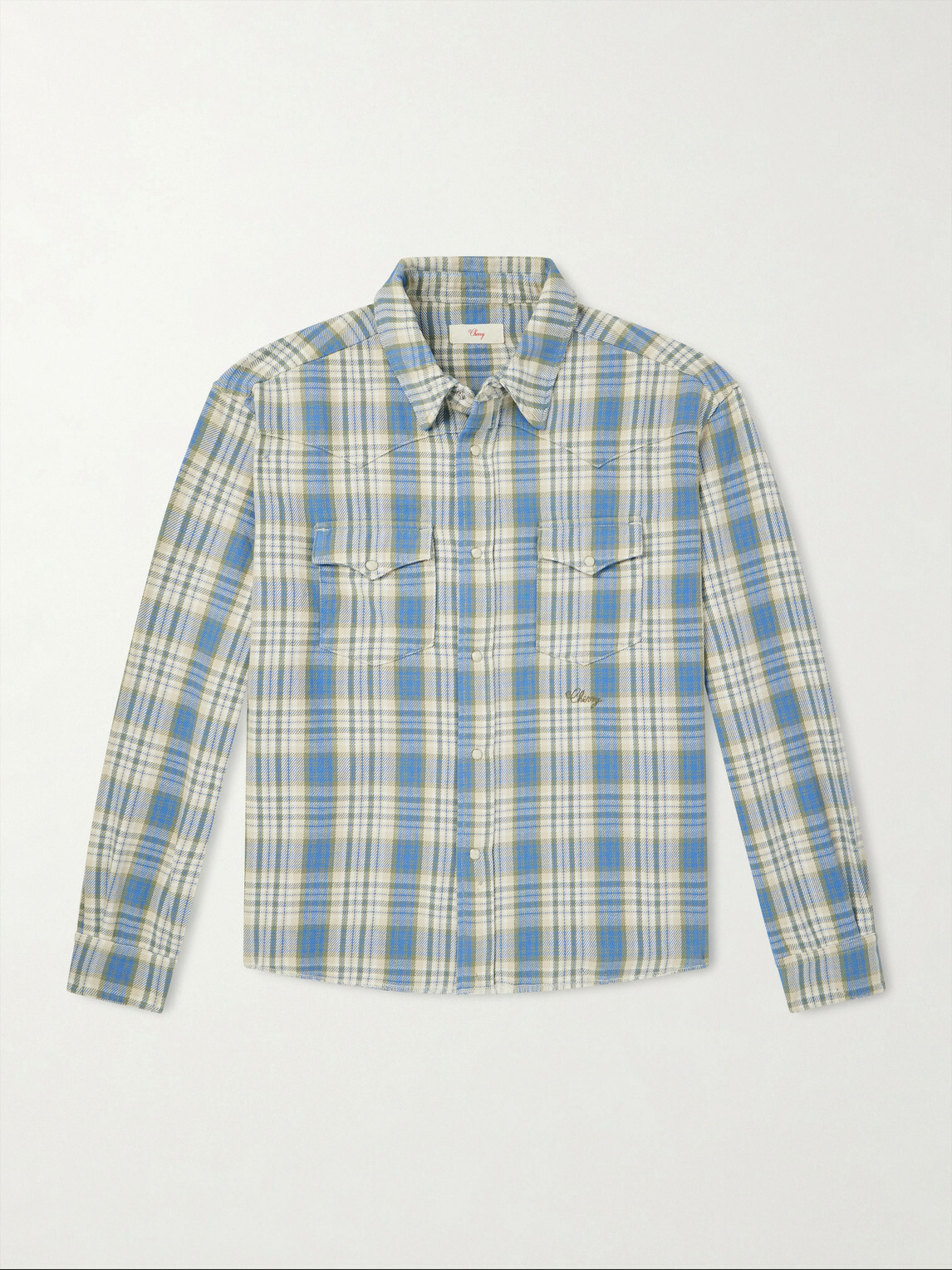 Cherry Los Angeles - Checked Cotton Western Shirt - Blue
