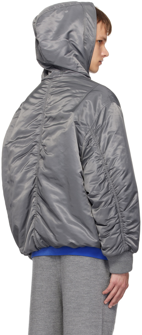 Solid Homme Gray Hooded Bomber Jacket