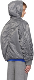 Solid Homme Gray Hooded Bomber Jacket