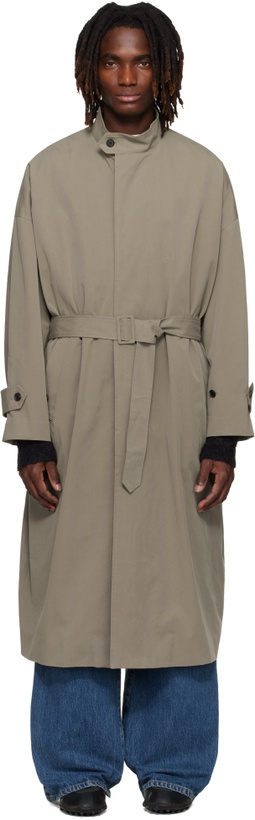 Photo: YOKE Beige Stand Collar Over Coat