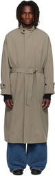 YOKE Beige Stand Collar Over Coat