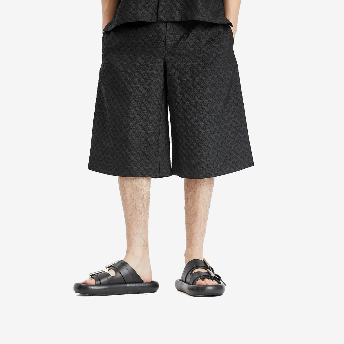 Alexander McQueen Men's Double Strap Sandal in Black/Silver