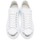 Alexander McQueen White and Silver Toe Cap Oversized Sneakers