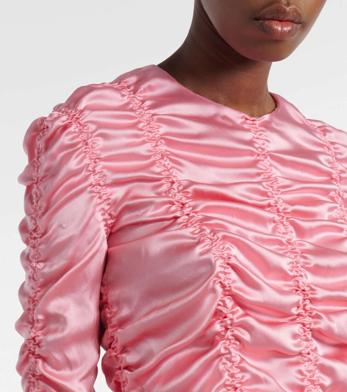 Khaite Rory ruched silk charmeuse top