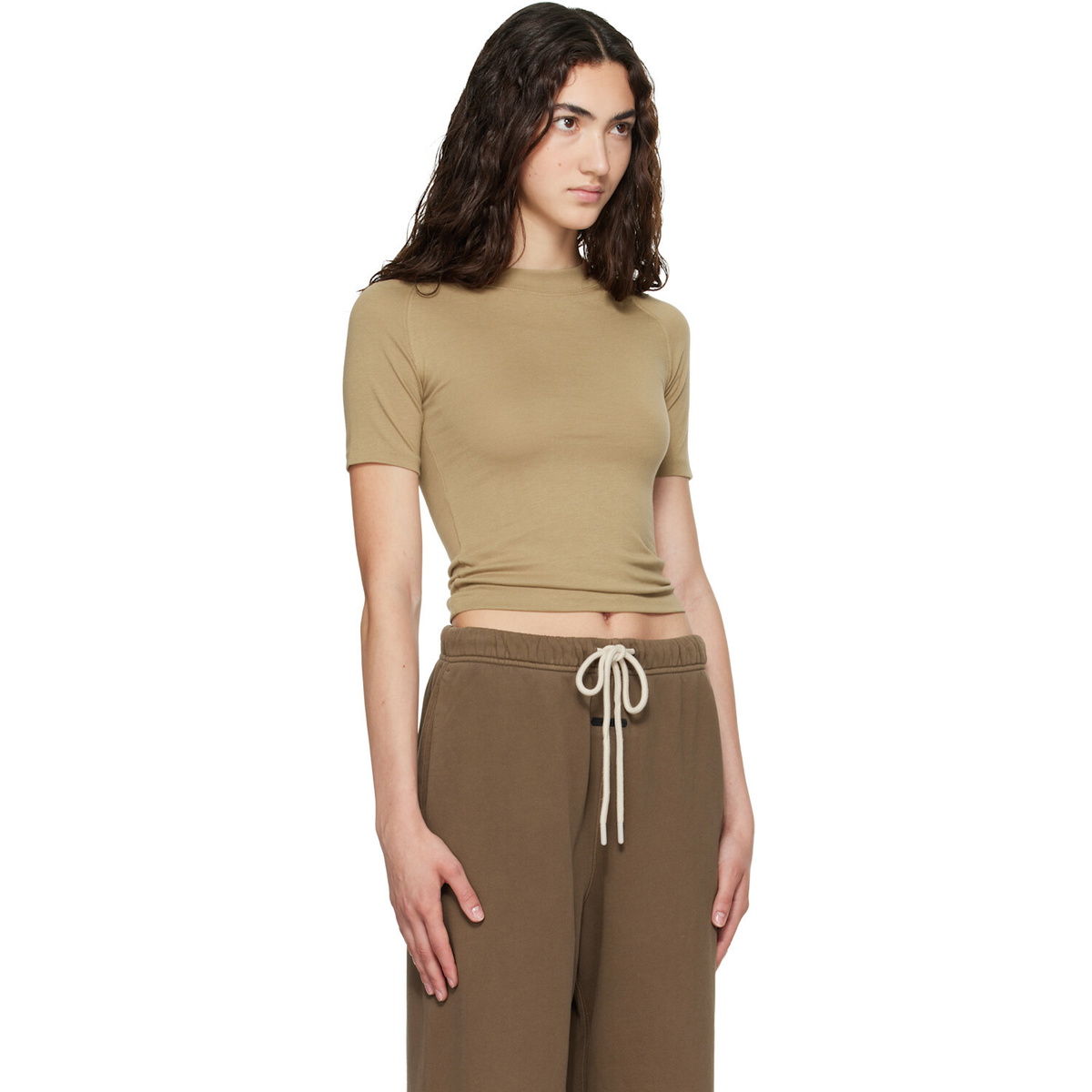 Fear of God ESSENTIALS Khaki Shrunken Baseball T-shirt