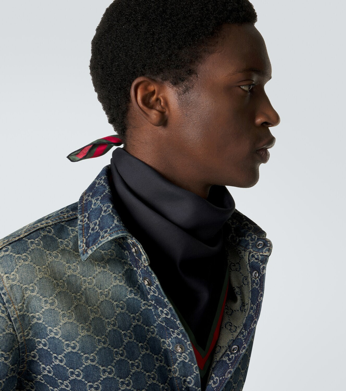 Gucci Web Stripe cotton and silk scarf