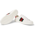 Gucci - Ace Watersnake-Trimmed Embroidered Leather Sneakers - Men - White