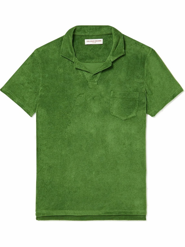 Photo: Orlebar Brown - Terry Cotton-Terry Polo Shirt - Green