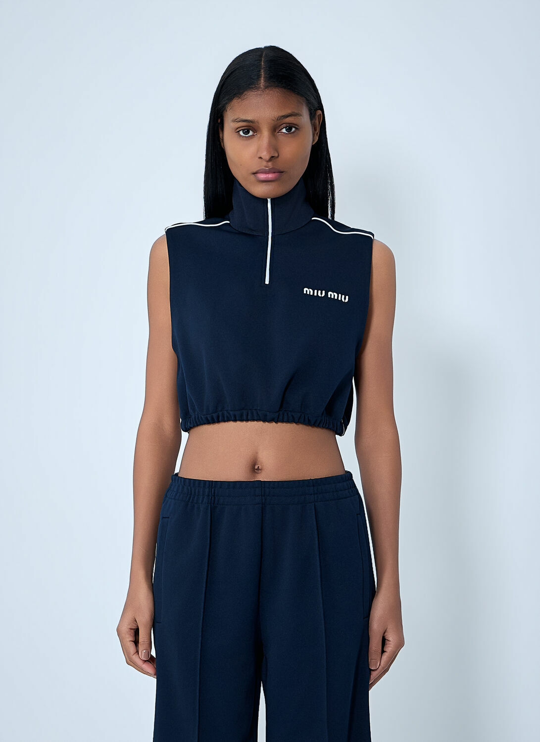 Miu Miu Sleeveless High-Neck Crop Top
