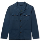 Altea - Embroidered Stretch Cotton and Silk-Blend Chore Jacket - Blue