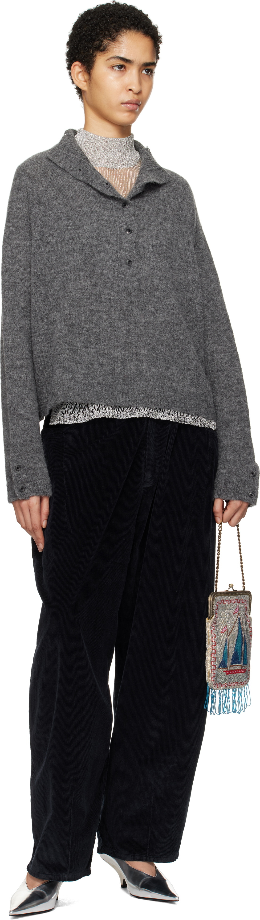 Cordera Navy Corduroy Baggy Trousers