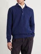 Lardini - Ribbed Cotton Polo Shirt - Blue