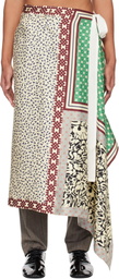 Dries Van Noten Off-White & Green Long Wrap Scarf Skirt