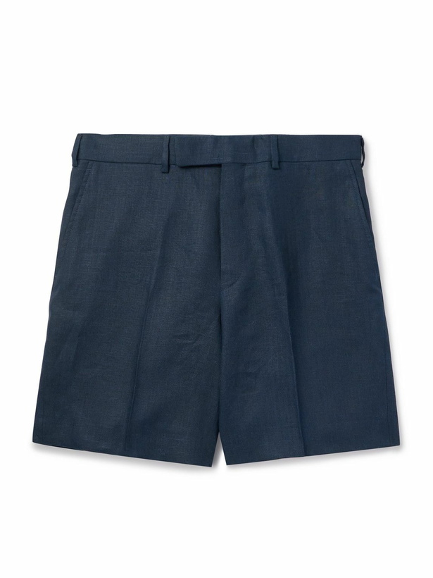 Photo: Kingsman - Slim-Fit Straight-Leg Linen Shorts - Blue