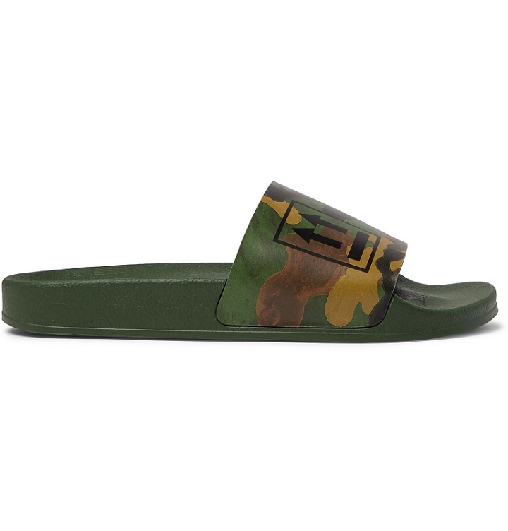 Photo: Off-White - Camouflage-Print Rubber Slides - Green