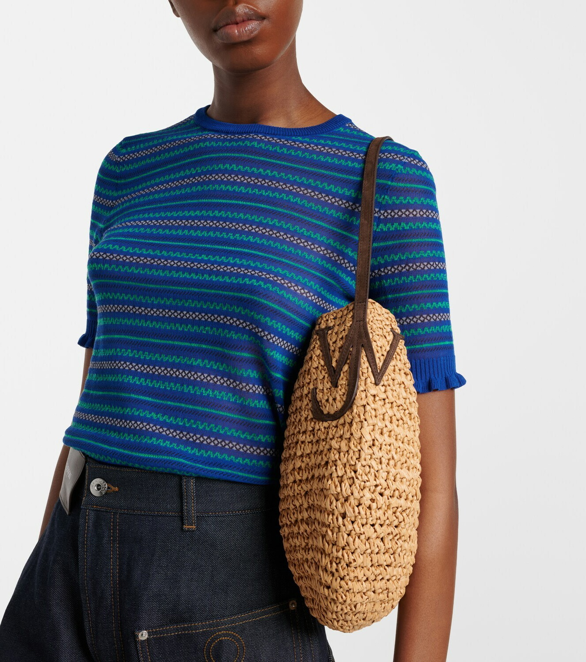 JW Anderson Bulb Small raffia bucket bag