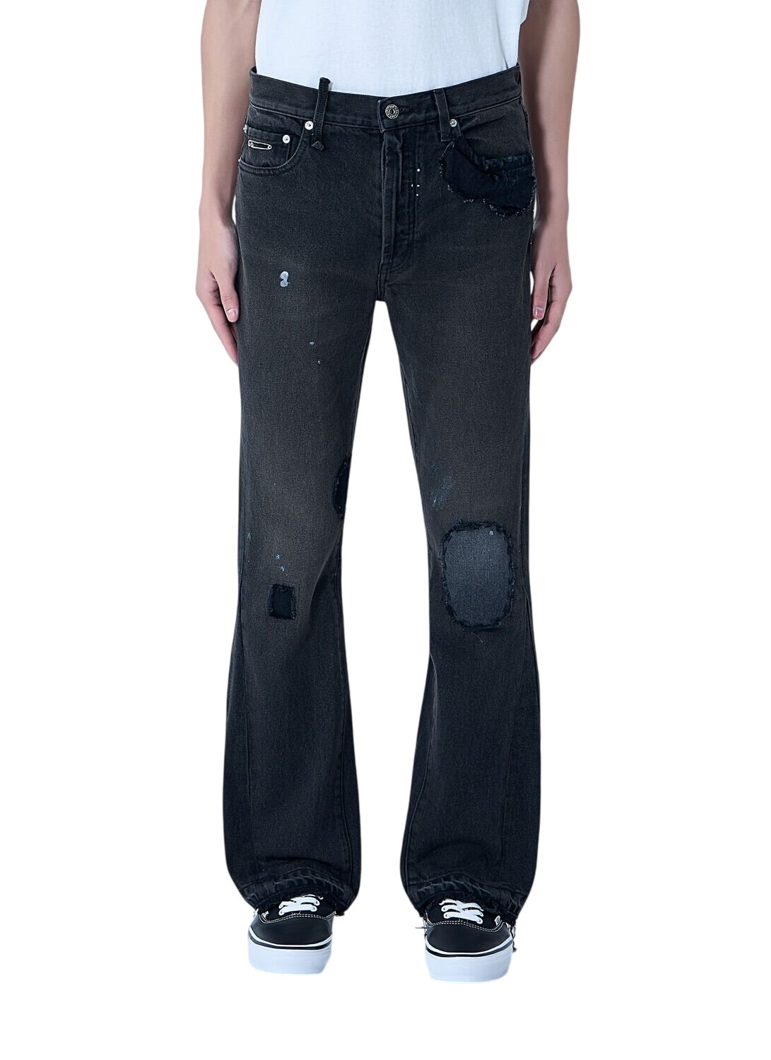 Gallery Dept. - LA Blvd Flared Appliquéd Distressed Jeans - Blue