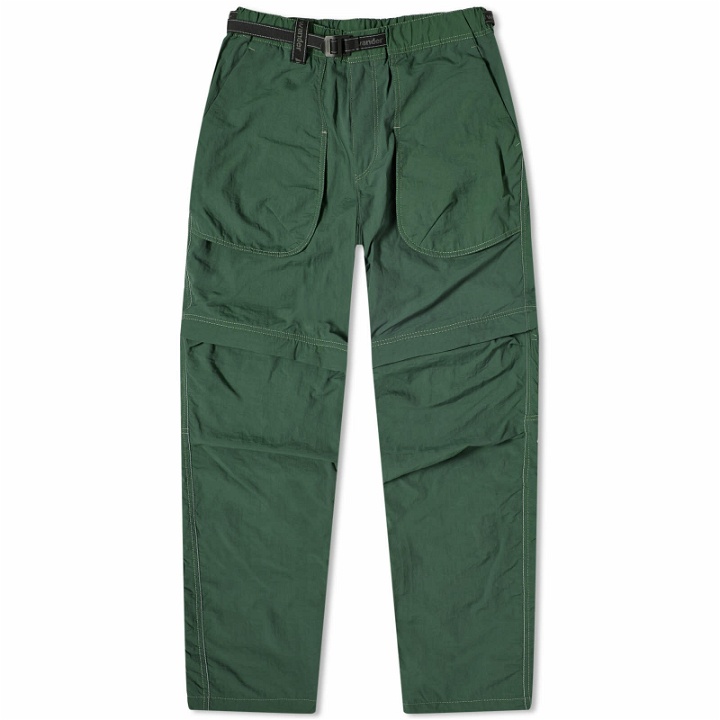 Photo: And Wander Men's Nylon Taffeta Hiker 2 Way Pants in Dark Green