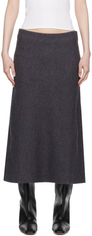 Photo: Jil Sander Gray Wool Midi Skirt