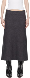 Jil Sander Gray Wool Midi Skirt