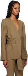 Elleme Khaki Collarless Blazer
