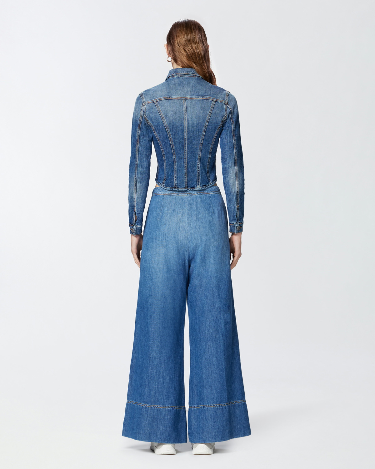 Pinko Bustier Jacket In Indigo Denim Medium Dark Vintage Wash
