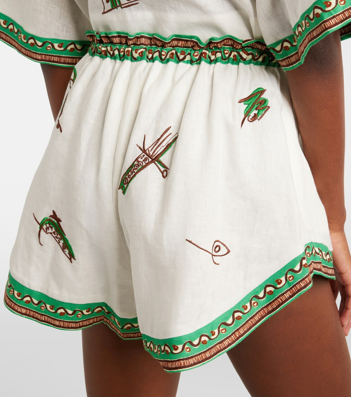 Alémais Wanda embroidered linen shorts
