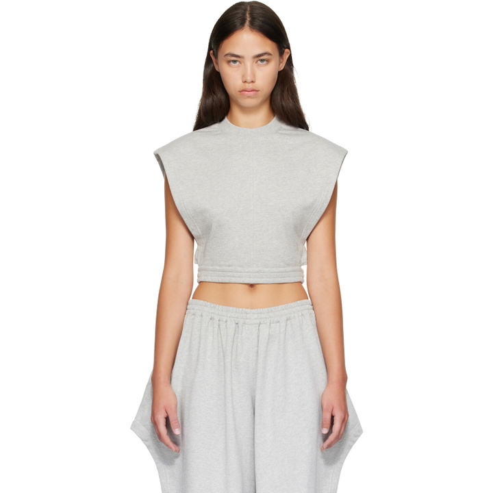 Photo: ALAÏA Gray Fleece Jersey Crop Top