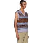 Acne Studios Purple and Burgundy Striped Jacquard V-Neck Vest