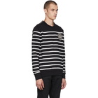 Balmain Black and White Striped Zip Sweatshirt