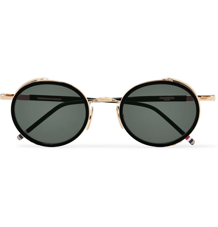 Photo: Thom Browne - Round-Frame Gold-Tone and Enamel Sunglasses - Gold