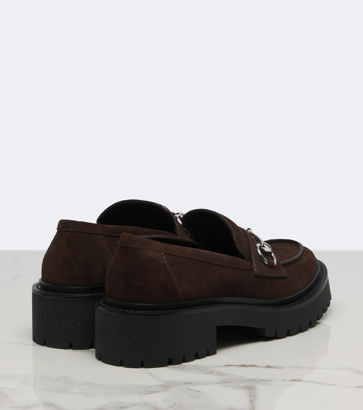 Gucci Rhody Horsebit suede platform loafers
