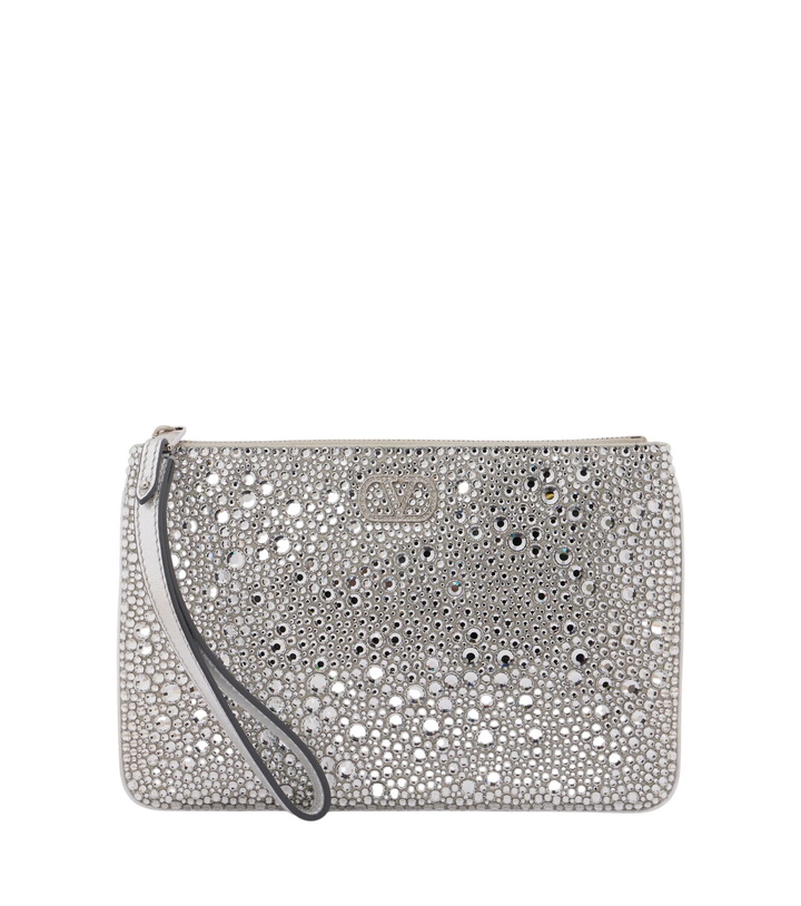 Photo: Valentino Garavani VLogo Swarovski®-embellished leather pouch