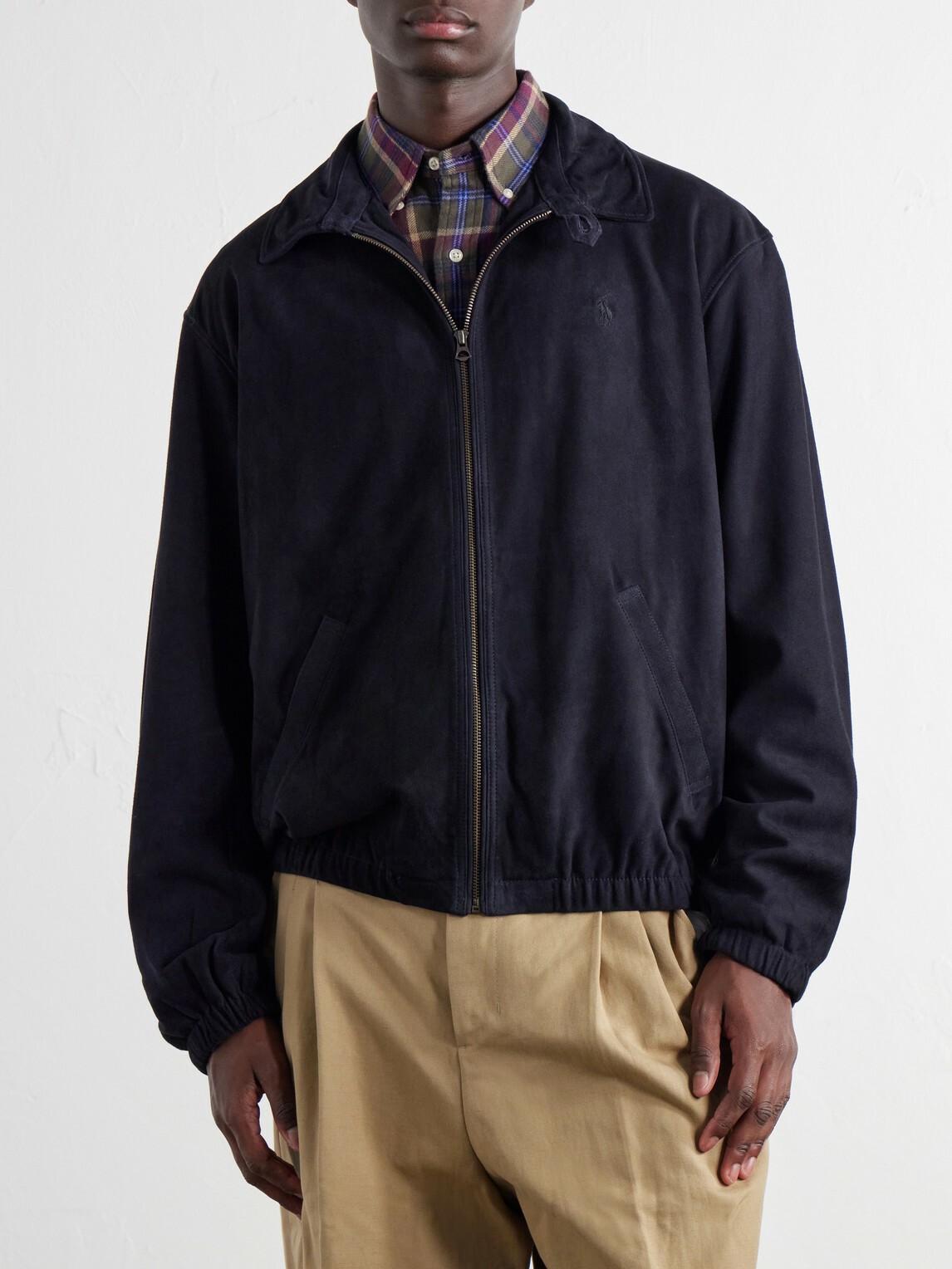Polo Ralph Lauren - Logo-Embroidered Suede Jacket - Blue