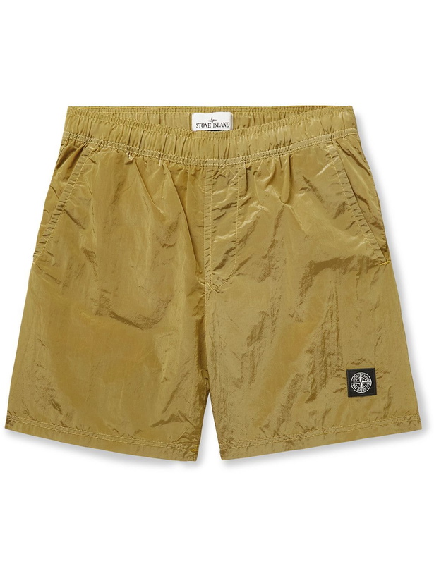 Photo: Stone Island - Mid-Length Logo-Appliquéd ECONYL Swim Shorts - Yellow