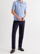 BRIONI - Textured-Cotton Polo Shirt - Blue