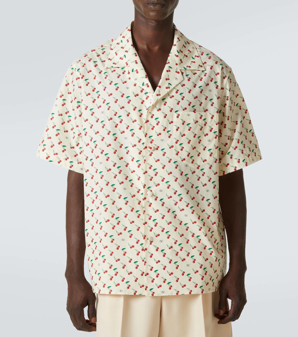 【関税込み】VALENTINO GARAVANI BOWLING SHIRT IN COTTON POPLI Valentino Garavani Bowling Shirt In Cotton Poplin