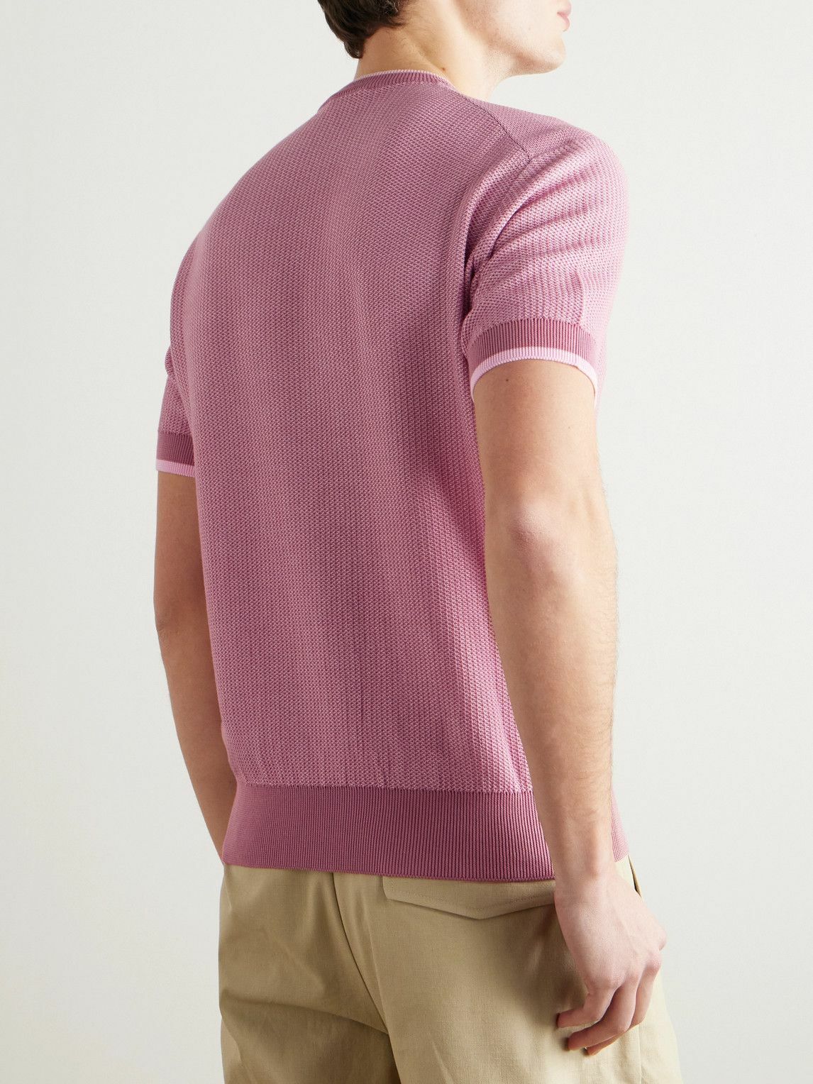 PIACENZA 1733 - Waffle-Knit Cotton T-Shirt - Pink