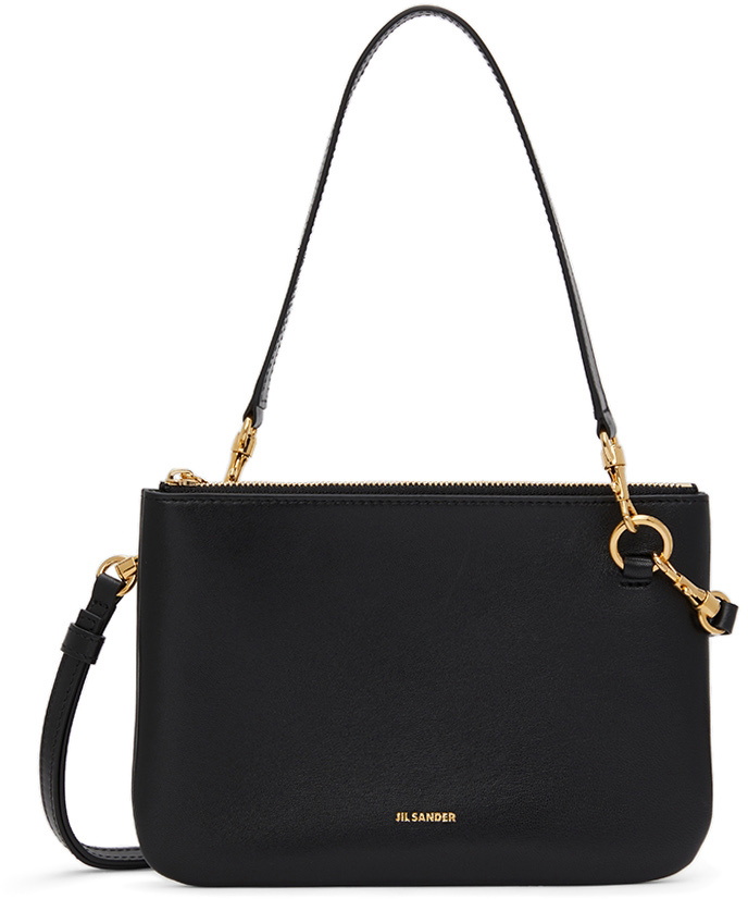 Jil Sander Black Medium Lambskin Shoulder Bag Jil Sander
