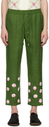 HARAGO Green Appliqué Trousers