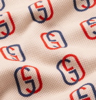 Gucci - Oversized Logo-Print Stretch-Cotton Piqué Polo Shirt - Neutrals