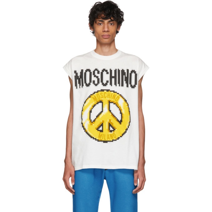 Photo: Moschino White The Sims Edition Pixel Peace Tank Top