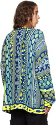 MCQ Blue Intarsia Sweater