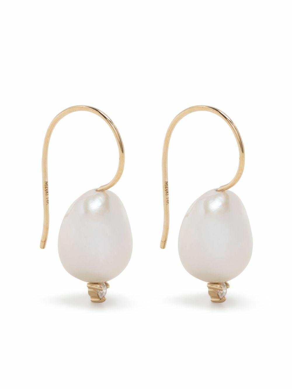 MIZUKI☆18K Yellow Gold Pearl And Diamond Hoop Earrings MIZUKI☆18K Yellow Gold Pearl And Diamond Hoop Earrings